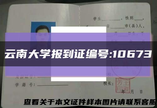 云南大学报到证编号:10673缩略图