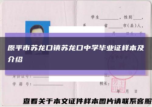 原平市苏龙口镇苏龙口中学毕业证样本及介绍缩略图
