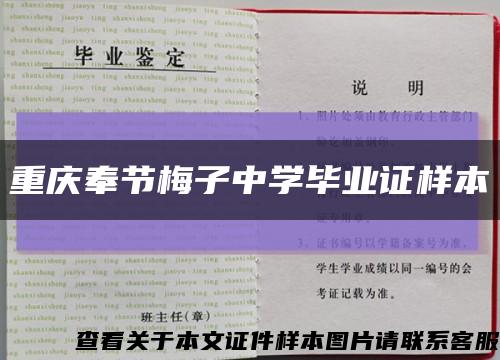 重庆奉节梅子中学毕业证样本缩略图