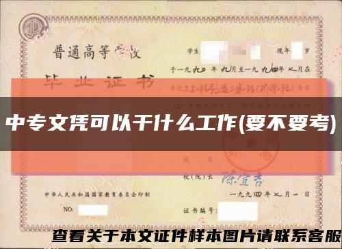 中专文凭可以干什么工作(要不要考)缩略图