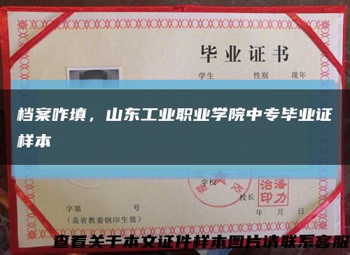 档案咋填，山东工业职业学院中专毕业证样本缩略图