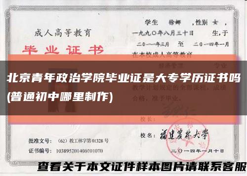 北京青年政治学院毕业证是大专学历证书吗(普通初中哪里制作)缩略图