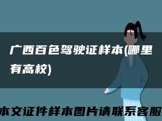 广西百色驾驶证样本(哪里有高校)缩略图