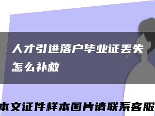 人才引进落户毕业证丢失怎么补救缩略图