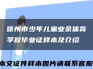 徐州市少年儿童业余体育学校毕业证样本及介绍缩略图
