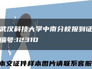 武汉科技大学中南分校报到证编号:12310缩略图