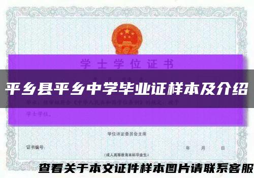 平乡县平乡中学毕业证样本及介绍缩略图