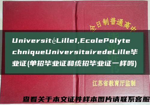 UniversitéLille1,EcolePolytechniqueUniversitairedeLille毕业证(单招毕业证和统招毕业证一样吗)缩略图