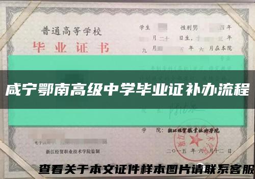 咸宁鄂南高级中学毕业证补办流程缩略图