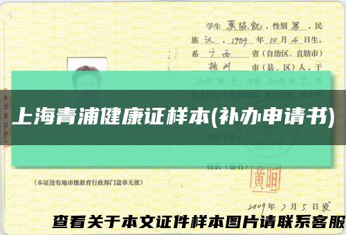 上海青浦健康证样本(补办申请书)缩略图