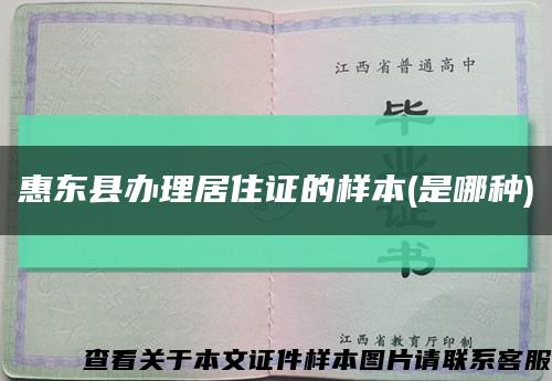 惠东县办理居住证的样本(是哪种)缩略图
