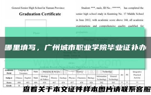 哪里填写，广州城市职业学院毕业证补办缩略图