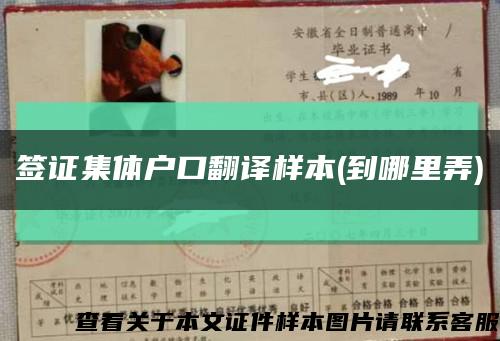 签证集体户口翻译样本(到哪里弄)缩略图