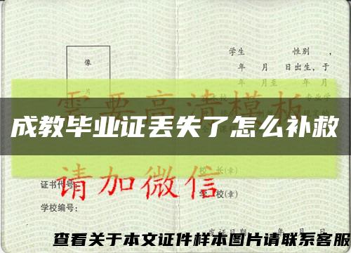 成教毕业证丢失了怎么补救缩略图