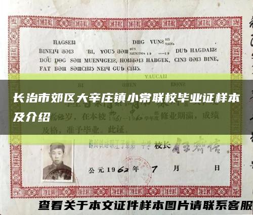 长治市郊区大辛庄镇小常联校毕业证样本及介绍缩略图