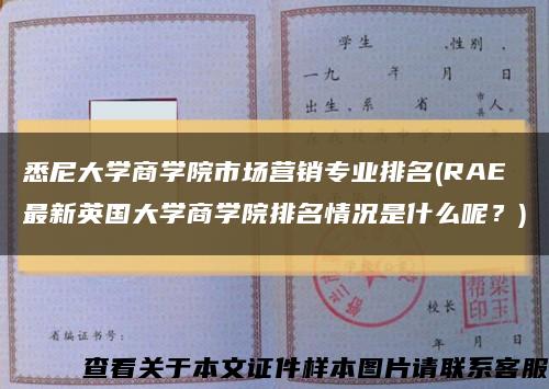 悉尼大学商学院市场营销专业排名(RAE最新英国大学商学院排名情况是什么呢？)缩略图