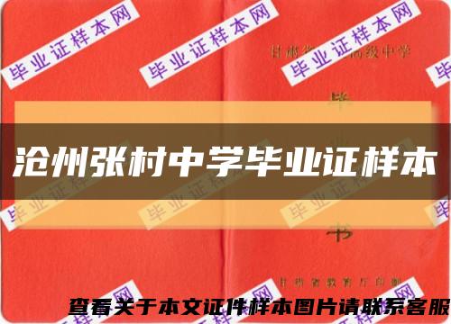沧州张村中学毕业证样本缩略图
