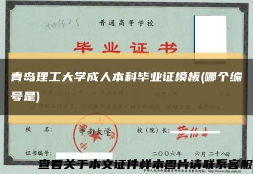 青岛理工大学成人本科毕业证模板(哪个编号是)缩略图
