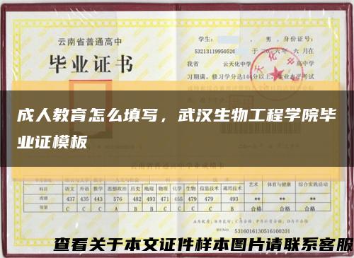成人教育怎么填写，武汉生物工程学院毕业证模板缩略图