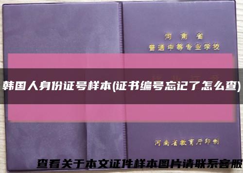 韩国人身份证号样本(证书编号忘记了怎么查)缩略图