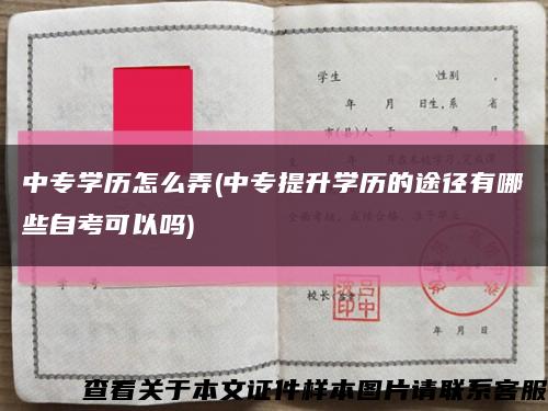 中专学历怎么弄(中专提升学历的途径有哪些自考可以吗)缩略图