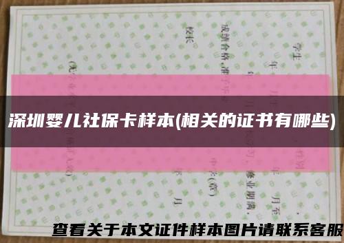 深圳婴儿社保卡样本(相关的证书有哪些)缩略图