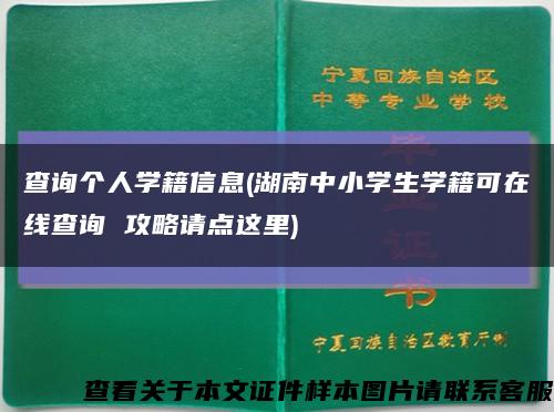 查询个人学籍信息(湖南中小学生学籍可在线查询 攻略请点这里)缩略图