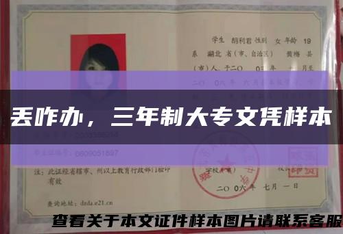 丢咋办，三年制大专文凭样本缩略图