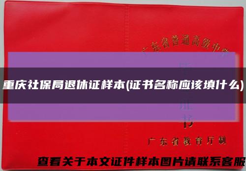 重庆社保局退休证样本(证书名称应该填什么)缩略图