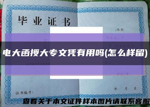 电大函授大专文凭有用吗(怎么样留)缩略图