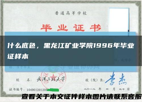 什么底色，黑龙江矿业学院1996年毕业证样本缩略图