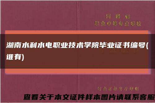 湖南水利水电职业技术学院毕业证书编号(谁有)缩略图