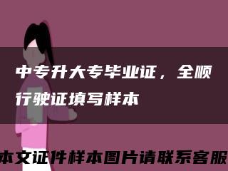 中专升大专毕业证，全顺行驶证填写样本缩略图