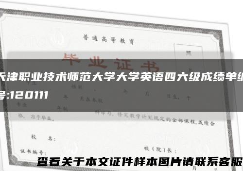 天津职业技术师范大学大学英语四六级成绩单编号:120111缩略图