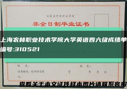 上海农林职业技术学院大学英语四六级成绩单编号:310521缩略图