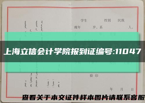 上海立信会计学院报到证编号:11047缩略图