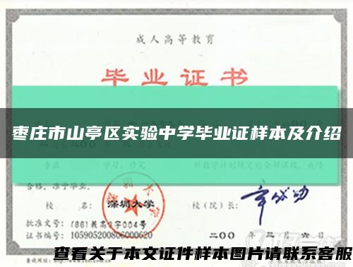 枣庄市山亭区实验中学毕业证样本及介绍缩略图