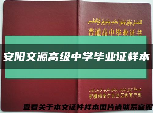 安阳文源高级中学毕业证样本缩略图