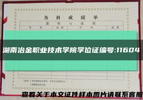 湖南冶金职业技术学院学位证编号:11604缩略图