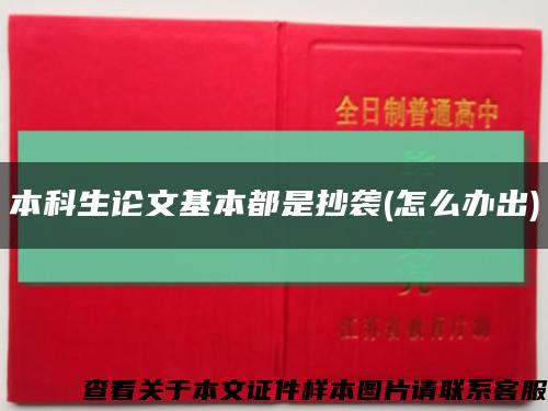 本科生论文基本都是抄袭(怎么办出)缩略图