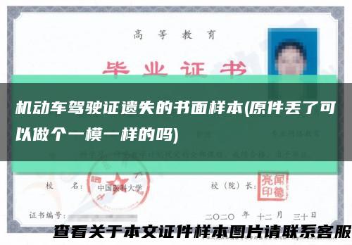 机动车驾驶证遗失的书面样本(原件丢了可以做个一模一样的吗)缩略图