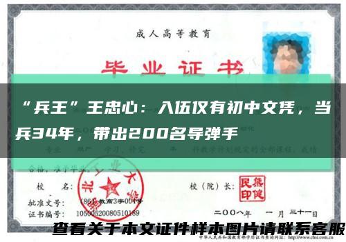 “兵王”王忠心：入伍仅有初中文凭，当兵34年，带出200名导弹手缩略图