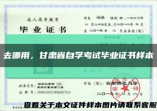 去哪用，甘肃省自学考试毕业证书样本缩略图