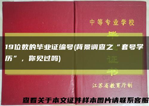 19位数的毕业证编号(背景调查之“套号学历”，你见过吗)缩略图