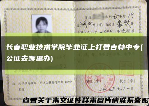 长春职业技术学院毕业证上打着吉林中专(公证去哪里办)缩略图