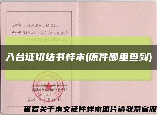 入台证切结书样本(原件哪里查到)缩略图