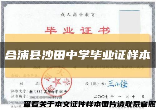 合浦县沙田中学毕业证样本缩略图