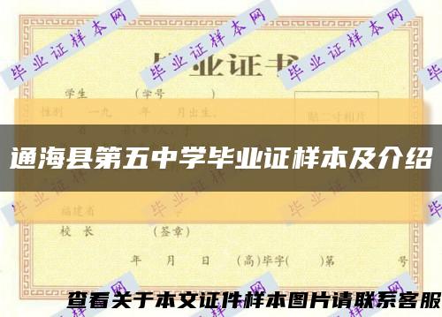 通海县第五中学毕业证样本及介绍缩略图