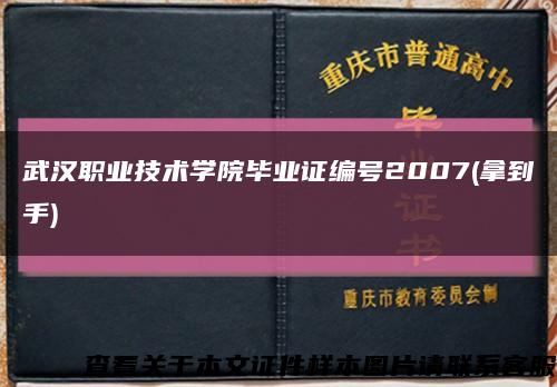 武汉职业技术学院毕业证编号2007(拿到手)缩略图