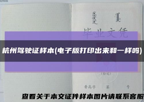 杭州驾驶证样本(电子版打印出来和一样吗)缩略图